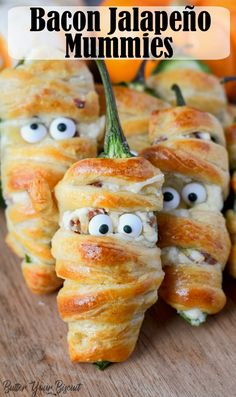 some very cute looking food with googly eyes