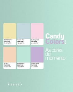 an advertisement for candy colors, with pastel colors in the middle and bottom half