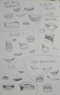 a drawing of different types of mouth shapes