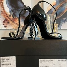 Authentic Opyum 110 Ysl Heels. This Is A Preloved Item. Comes With The Box, Shoe Dust Bags, Care Booklet And Receipt. Ysl Opyum Heel Black, Ysl Heels, Yves Saint Laurent Shoes, Saint Laurent Shoes, The Box, Shoes Women Heels, Yves Saint Laurent, Saint Laurent, Dust Bag