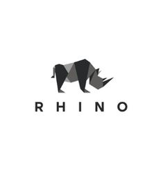 rhino logo on white background with black and grey color scheme for rhino brand or company