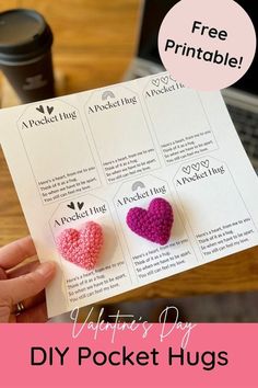 valentine's day diy pocket hugs with free printables and instructions to make them look like crocheted hearts