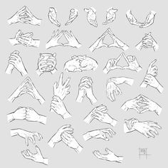 hand gestures drawn in black and white on a gray background