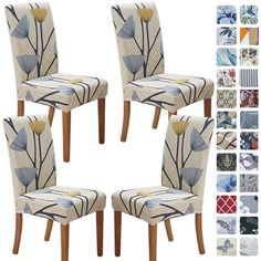 PRICES MAY VARY. Reinvent Your Chairs! Are you ‘over’ the look of your dining chairs? Perhaps the kids spilled one too many things on them, maybe the color and pattern is faded and dull. You don’t even need a reason! Let’s makeover your chairs together with our modern & durable- easy to fit, anti-slip, wrinkle resistant, reusable dining room chair covers that are fun and beautiful, as they are soft and comfy. Stretchy Fabric, Suitable For Most Dining Chairs: These universal kitchen chair covers Gold Chair Covers, Parson Chair Covers, Parsons Chair Slipcovers, White Chair Covers, Colored Dining Chairs, Dining Chair Seat Covers, Kitchen Chair Covers, Dining Room Chair Covers, Spring Table Decor