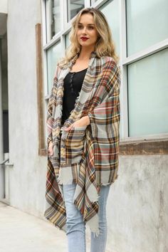 Women Classic Plaid Pocket Ruana Open Front Multicolor Vest Cardigan Poncho Pashmina Shawl Wrap Cape Winter Sweater Classic Plaid Pocket Ruana Welcome to TD Collections. We are a professional fashion Accessories Company focused on creating affordable, high-quality, and long-tasting Women Fashion accessories.   100%Brand New and top quality  Very Soft and Comfortable, Wonderful gift for a loved one (or yourself!)  One Size Fits Most 100% Acrylic One Size Fits Most Size: 0-18 Back Length: 37" Bust Shawl With Pockets, Plaid Capes, Plaid Shawl, Vest Cardigan, Winter Wrap, Holiday Plaid, Casual Bottoms, Leggings Casual, Professional Fashion