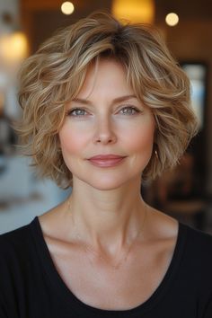 29. Golden Tousled Layers for Volume - Short Hairstyles For Women Over 50 - Short Hairstyles For Women Over 50 Tousled Layers, Beautiful Haircuts, Layered Cut, Chin Length Hair, Short Wavy Hair, Haircuts For Medium Hair, Short Wavy, Golden Blonde