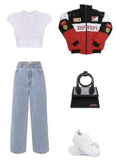 Ferrari Outfit Women, Ferrari Outfit, Racer Jacket Outfit, Racing Jacket Outfit, Race Outfit, Race Day Outfits, Sporty Jacket, Jacket Outfit Women, Racing Jackets