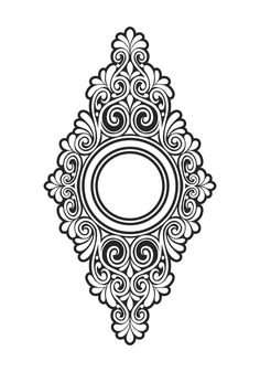 a black and white drawing of an ornamental design