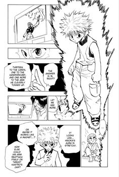 an anime story page with black and white illustrations on the pages, one is in front of