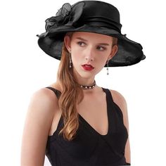 Organza And Polyester Imported Drawstring Closure Hand Wash Only Material: Organza And Polyester. Size: One Size Fits Most. Head Circumference: 22.5-22.6"/56-58cm. Design: An Elegant Derby Hat With Classic Timeless Design, Its Minimalist Style Completes Your Every Formal Look. Wide Brim Will Protect You From Blinding Sunlight. Feature: This Charming Organza Tea Party Hat Is The Perfect Decoration For A Casual Royal Look For Its Simplicity. You Can Also Decorate It With Anything You Prefer And Cr Black Summer Party Hat, Chic Party Hat In Solid Color, Elegant Black Summer Hat, Casual Party Hats For Kentucky Derby, Chic Black Party Hat, Casual Kentucky Derby Party Hats, Casual Hats For Kentucky Derby Party, Black Evening Hat For Spring, Black Party Hat For Spring