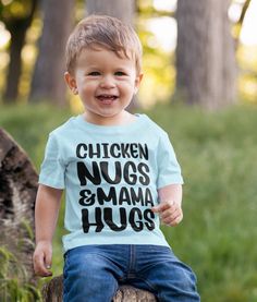 Zion Outfits, Chicken Nugs And Mama Hugs, Diy Onesie, Onesie Station, Peach Clothes, Future Generation, Funny Toddler Shirt, Funny Toddler, Kids Tees