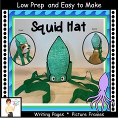 an image of a squid hat made out of paper with pictures of the same creature