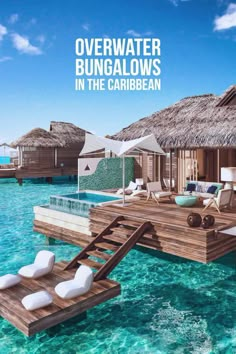 the cover of overwater bungalows in the caribbean