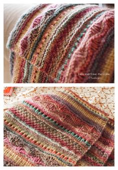 two pictures of the same blanket, one is made from yarn and the other is knitted