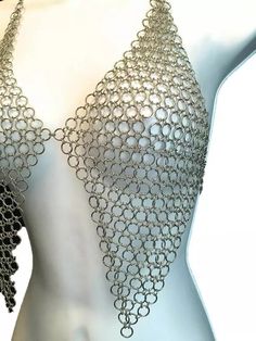 DGH® Chainmail Halter Bra Clothing Viking Aluminium Chain Mail Sexy Style | eBay Bra Panti, Chainmail Clothing, Chainmail Armor, Chainmail Top, Scale Mail, Halter Bra, Wire Ring, Chain Mail, Bra Panty