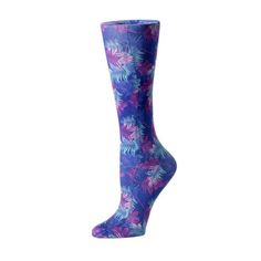 Click to see other Cutieful Socks (https://parkersclothing.com/collections/cutieful-compression-socks) . A variety of print patterns make these Cutieful moderate compression socks the perfect wardrobe compliment for everyone. Made of knit material for more of a traditional sock thickness. * Knee length, closed-toe pair of therapeutic compression socks * Fits women's shoe sizes 6-12 with a calf circumference up to 22 * Graduated 10-18 mmHg moderate compression rating * 75% Nylon, 25% Spandex, Lat Nurse Compression Socks, Traditional Socks, Womens Compression Socks, Pink Monkeys, Camo And Pink, Alegria Shoes, Health Medicine, Pink Camo, Compression Socks