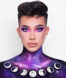 James Charles Makeup Looks, Galaxy Eye Makeup, Halloween Make-up Looks, Makeup Looks For Green Eyes, Make Up Inspiration, Face Art Makeup, Birthday Makeup, Halloween Makeup Inspiration