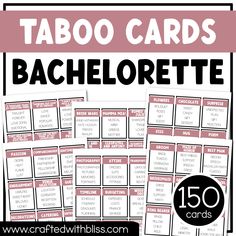 the printable taco cards for bachelor bachelors are shown in pink and white