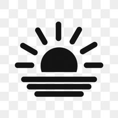 a black and white icon with the sun on it's side, as well as an