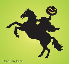 the silhouette of a horse with a jack - o'- lantern on its back