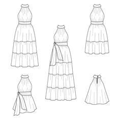 If you are looking for a Halter Top Pattern, this Easy Sewing Pattern is a beautiful sew. This high neck sewing pattern is for a gorgeous high neck dress with a loose, flared top that makes it maternity friendly. It has a fitted neckband and small straight keyhole at the back as well as the option of five different lengths and a sash to make it more fitted. Instant download digital sewing pattern. Includes sizes XXS-5XL. OPTIONS ✨ Five length options: top, tunic, knee, tea, and maxi ✨ Optional s Dress Pattern High Neck, High Neck Dress Pattern, Halter Neck Dress Pattern, Free Dress Pattern, Easy Dress Pattern, Represent Clothing, Drawing Tips And Tricks, Flowergirl Dress, Halter Top Pattern