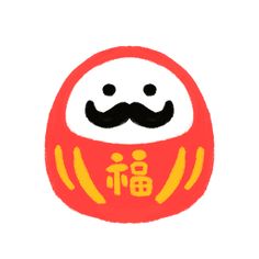 a red and yellow cartoon character with a moustache on it's face