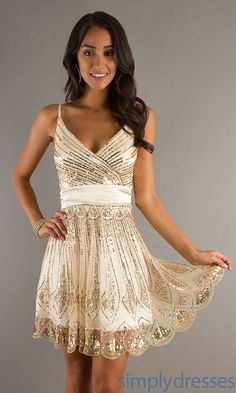 Dress, Sequin Embellished V-Neck Short Dress - Simply Dresses Sequin Dress Short, Gold Cocktail Dress, Simply Dresses, Prom Designs, Designer Prom Dresses, Gold Cocktail, Boutique Fashion, Gwyneth Paltrow, Hoco Dresses