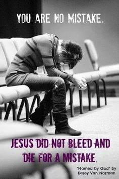 a man sitting on top of a bench with his hands in his knees and the words jesus did not bleed and he for a make