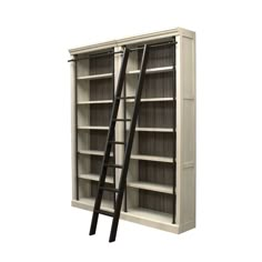 a ladder leaning up against a bookcase