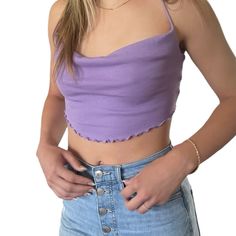 Urban Outfitters Lavender Lettuce Trim Ribbed Cami Cowl Neck.Size S Nwt Urban Outfitters Lavender Lettuce Trim Ribbed Cami Top Cowl Neck Adjustable Criss-Cross Back Straps Size S Spring Lavender Sleeveless Crop Top, Solid Color Cami Crop Top For Spring, Trendy Purple Top With Spaghetti Straps, Trendy Purple Spaghetti Strap Top, Lavender Cropped Top For Spring, Fitted Purple Seamless Crop Top, Spring Fitted Solid Color Camisole, Trendy Solid Purple Top, Trendy Purple Solid Color Top