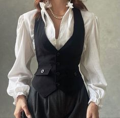 Corset Vest, Vintage Corset, Black Corset, Mode Vintage, Fashion Mode, Style Outfits, Looks Vintage