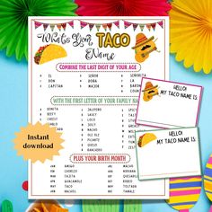 a mexican themed party game with tacos on it