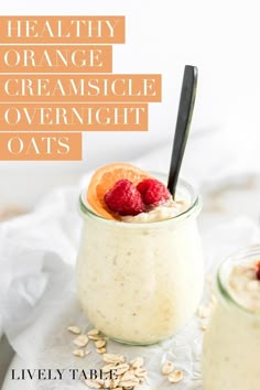 healthy orange creamsice overnight oats with raspberries