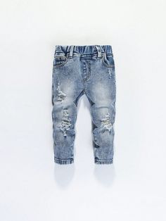 Personalized, Fashionable, Versatile, Cool And Trendy Ripped Jeans For Baby Boy Medium Wash    Denim Plain Bottoms Medium Stretch  Baby Boys Clothing, size features are:Bust: ,Length: ,Sleeve Length: Trendy Ripped Jeans, Boys Denim, Washed Jeans, Boys Clothing, Personalised Kids, Ripped Jeans, Baby Boy Outfits, Denim Jeans