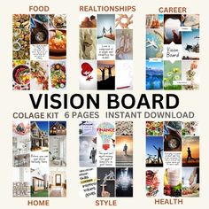 a collage of photos with the words vision board