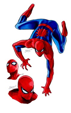 a drawing of a spider man with his legs spread out and hands on the ground