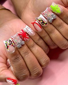 Christmas Acrylic Toes, Christmas Freestyle Nails, Nail Picking, Bad Nails, Nail Art Designs Diy