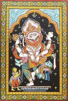 Pattachitra Dasavatara, House Temple, Lord Narasimha, God Drawing