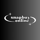 the logo for snapbuy online is shown in white on a black background with stars