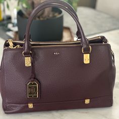 Ralph Lauren Pebble Leather Burgundy Handbag In Excellent Condition.Can Be Worn On Arm Or On Shoulder With Shoulder Strap. Comes With Dust Bag And Tag Not Attached. No Scratches Worn Once. Burgundy Handbag, Ralph Lauren Handbags, Burgundy Bag, Pretty Accessories, Ralph Lauren Bags, Lauren Brown, Happy Wife, Brown Handbag, Ladies Handbags