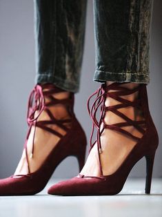 wine lace up shoes Aquazzura Sandals, Red Boots, Shoe Closet, Shoe Lover