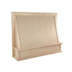 a wooden shelf with two shelves on each side