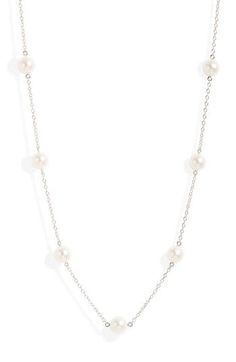 Radiant Akoya pearls make gorgeous stations on a polished chain necklace. 18k gold/saltwater cultured pearl Made in Japan Asian Owned/Founded Akoya Pearls, Made In Japan, Womens Jewelry Necklace, 18k Gold, Chain Necklace, Jewelry Necklaces, Nordstrom, White Gold, Women Jewelry