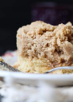 a piece of cake on a plate with a fork