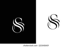 the letter s is inscribed in black and white