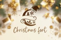 christmas font with santa hat and snowflakes