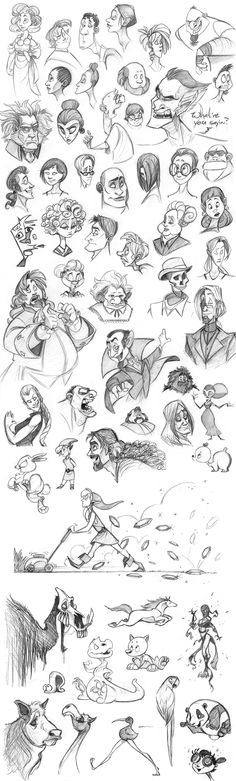 an image of cartoon character sketches