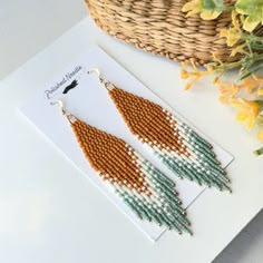 MIA | 02 – Polished Needle Threaded Earrings, Seed Bead Fringe Earrings, Brick Stitch Patterns, Earring Inspo, Brick Stitch Pattern, Earrings Patterns