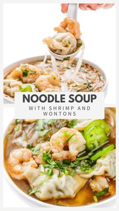 noodle soup with shrimp and wontons