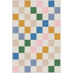 a rug with different colored squares on it